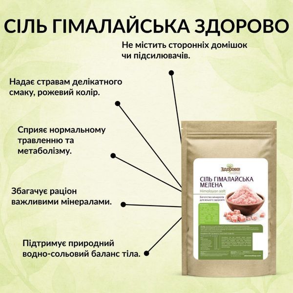 Рожева гімалайська сіль мелена Здорово 1 кг 1024357650028 фото
