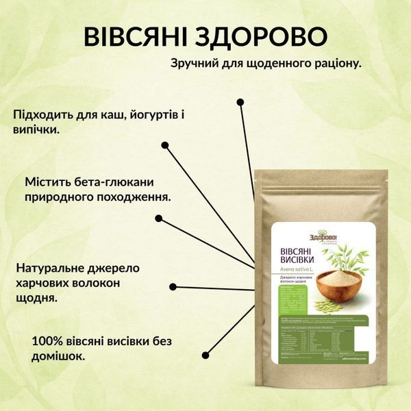 Овсяные отруби отборные с высоким содержанием клетчатки Здорово, 250г 10343760028 фото